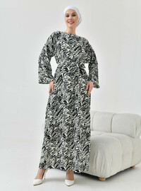 Wasser Muster Hijab Kleid Schwarz