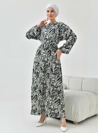 Wasser Muster Hijab Kleid Schwarz