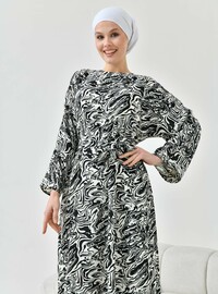 Wasser Muster Hijab Kleid Schwarz