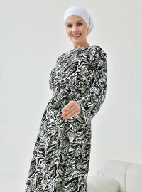 Wasser Muster Hijab Kleid Schwarz