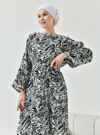 Wasser Muster Hijab Kleid Schwarz