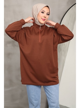 Brown - Sweat-shirt - İmaj Butik
