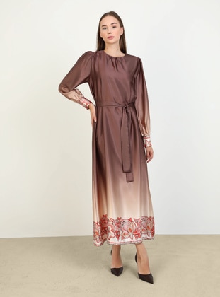 Brown - Modest Dress - Refka