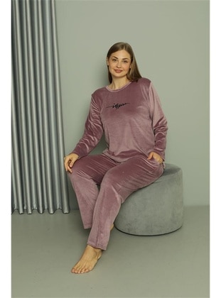 Purple - Plus Size Pyjamas - Akbeniz
