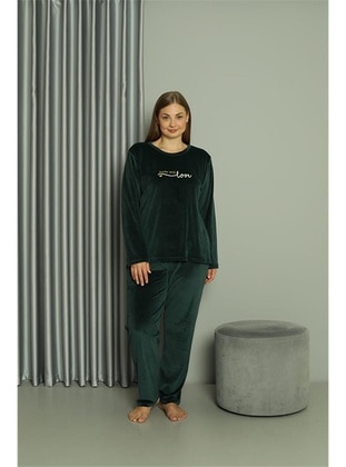 Green - Plus Size Pyjamas - Akbeniz