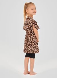 Mädchen Badeanzug mit Leopardenmuster Schwarz