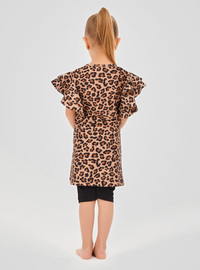 Mädchen Badeanzug mit Leopardenmuster Schwarz