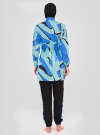 Gemustertes Badeanzug-Set - Blau
