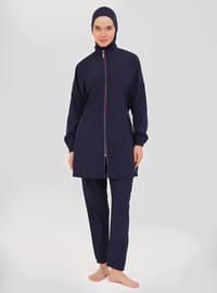 Modest Badeanzug Set Panama Muster Marineblau
