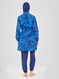 Tesettür Mayo Takım Desenli Dark Indigo