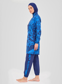 Tesettür Mayo Takım Desenli Dark Indigo