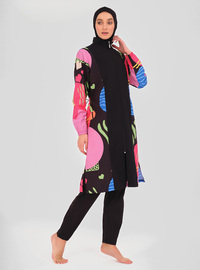 Burkini Badeanzug Set Schwarz