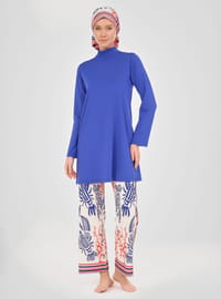 Gemustertes Burkini Sächsisch Blau