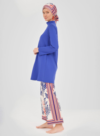 Gemustertes Burkini Sächsisch Blau