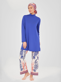 Gemustertes Burkini Sächsisch Blau