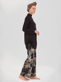 Leopardenmuster Burkini Schwarz