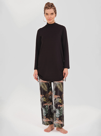 Leopardenmuster Burkini Schwarz