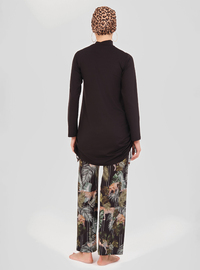 Leopardenmuster Burkini Schwarz