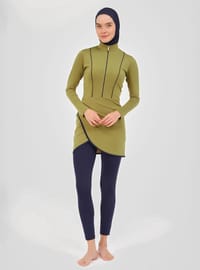 Burkini-Set mit Rock-Detail Grün