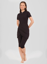 Burkini Set mit Wickelrock Schwarz