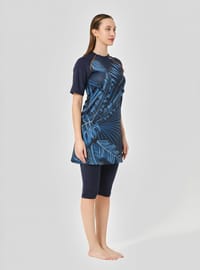 Gemustertes Burkini-Set Marineblau