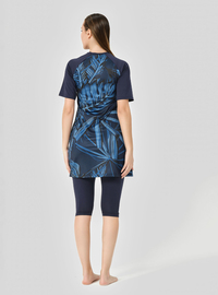 Gemustertes Burkini-Set Marineblau