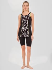 Gemustertes Burkini-Set - Schwarz