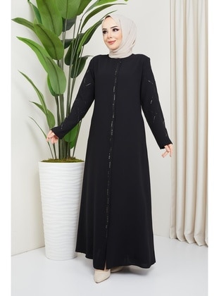 Black - Plus Size Abaya - Hafsa Mina