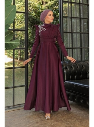 Purple - 1000gr - Modest Evening Dress - Hakimoda