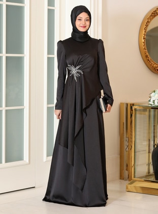 Black - Modest Evening Dress - Azra Design