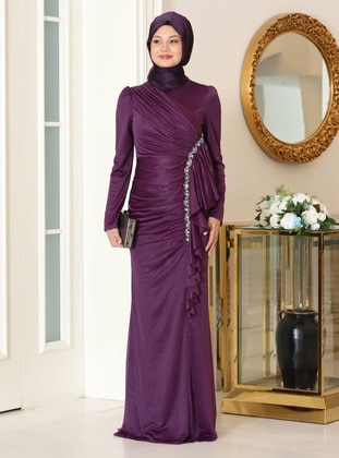 Purple - Modest Evening Dress - Azra Design