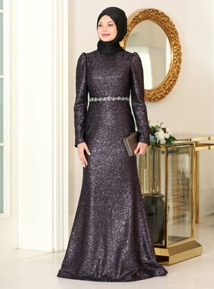 Maroon - Modest Evening Dress - Azra Design