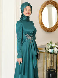 Modest Evening Dress - Emerald