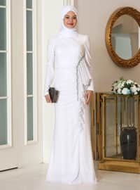 White - Modest Evening Dress