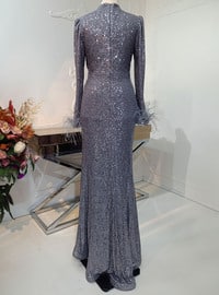 Silver color - Modest Evening Dress