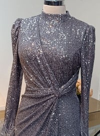 Silver color - Modest Evening Dress