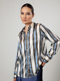 Striped Satin Tunic Navy