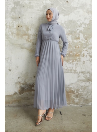 Grey - Fully Lined - Modest Dress - InStyle