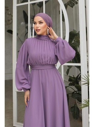 Lilac - 650gr - Modest Evening Dress - Hakimoda