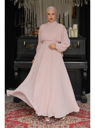 Powder Pink - 650gr - Modest Evening Dress - Hakimoda