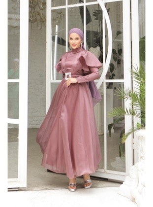Plus Size Dusty Rose Modest Islamic Clothing Evening Dress 22113GK