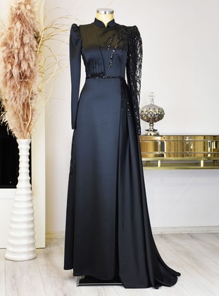Black - Modest Evening Dress - Piennar