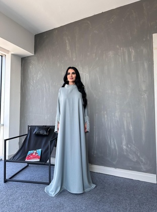 Grey - Plus Size Evening Dress - Maymara