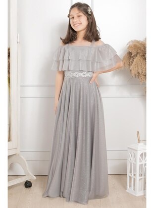 Grey - Girls` Evening Dress - MFA Moda