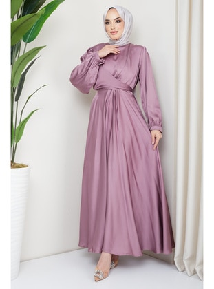 Powder Pink - Unlined - Plus Size Evening Dress - İmaj Butik