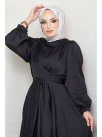 Black - Unlined - Plus Size Evening Dress