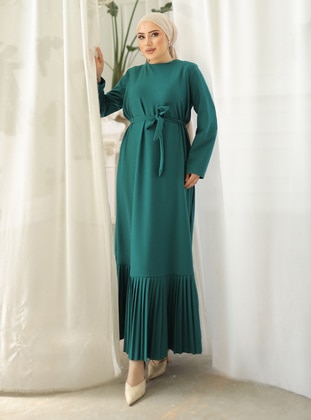 Green - Modest Dress - SAHRA BUTİK