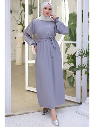 Grey - Modest Dress - Benguen