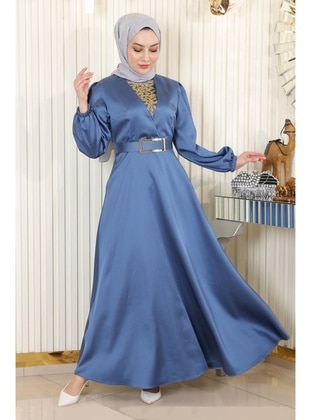 Blue - Modest Evening Dress - MISSVALLE