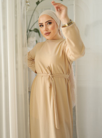 Robe Scuba Plissée Crème